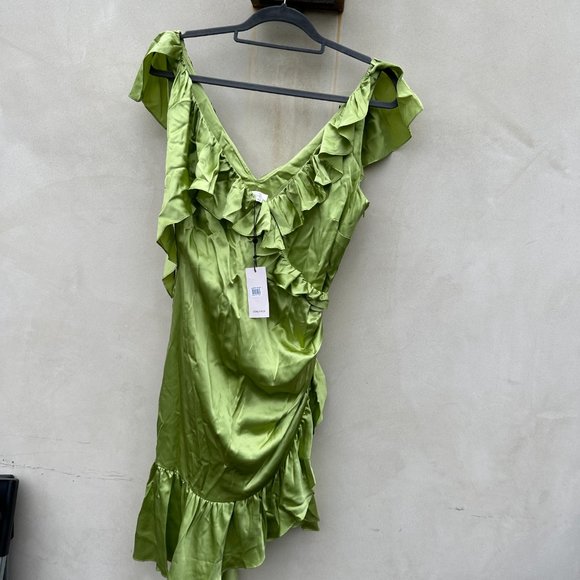 Cinq À Sept Petunia Silk Cocktail Mini Dress Prickly Pear Ruffle Trim Sz 6 - Picture 6 of 11